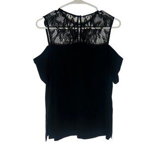 A.L.C. Womens Black Lace & Cold Shoulder Top Size 6